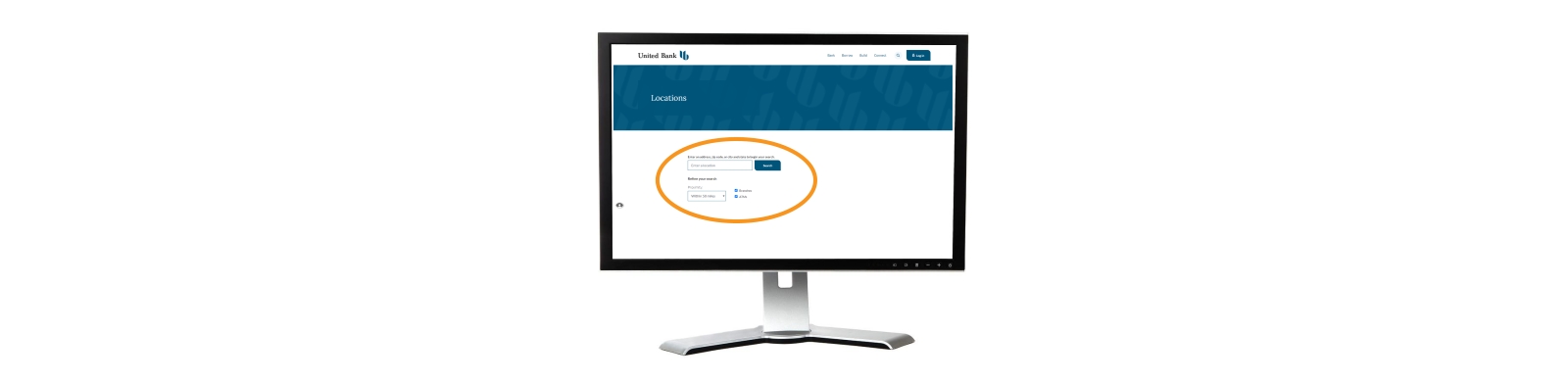 Display showing locations page